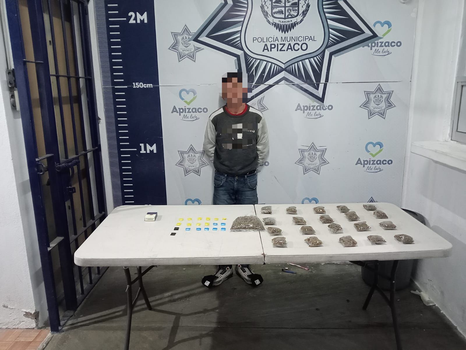 Policía Municipal de Apizaco detiene a presunto narcomenudista; decomisaron envoltorios con droga